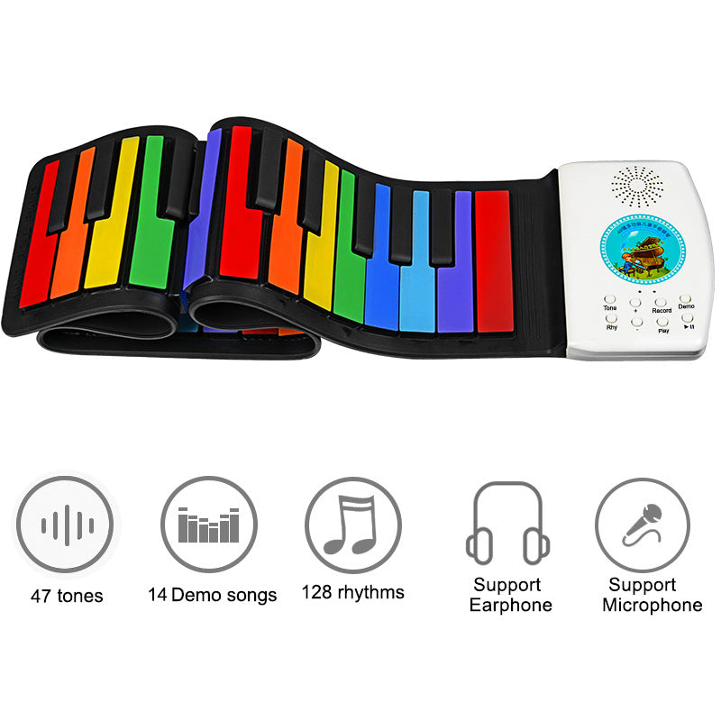 49-Key Foldable Roll-Up Piano for Kids