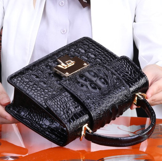 Crocodile-Embossed Shoulder Bag for Women