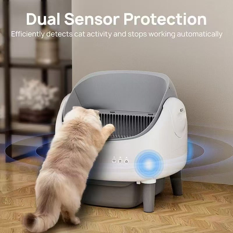 Automatic Cat Litter Box with Semi-Closed Drawer