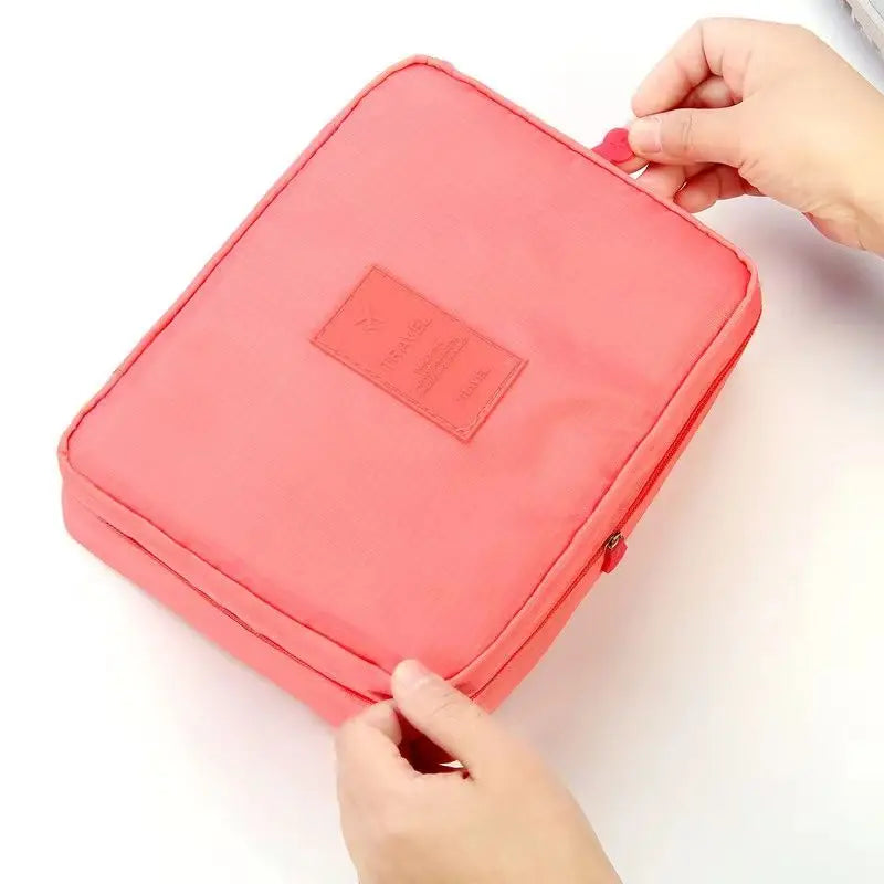 Pink Travel Pouch and Toiletry Organizer Bag Set