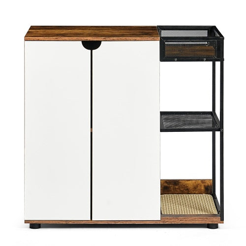 Enclosed Litter Box Cabinet for Two Cats
