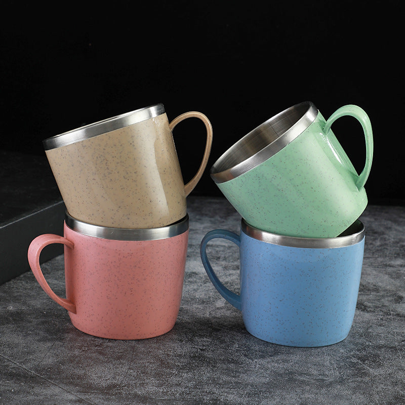 Stainless Steel Eco Mug with Wheat Straw