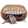 Stackable Rattan Cat Condo with Enclosed Bed