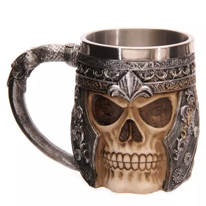 3D Skull Mug Stainless Steel Knight Coffee Cup