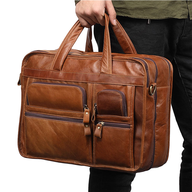 Genuine Leather Business Travel Messenger Bag