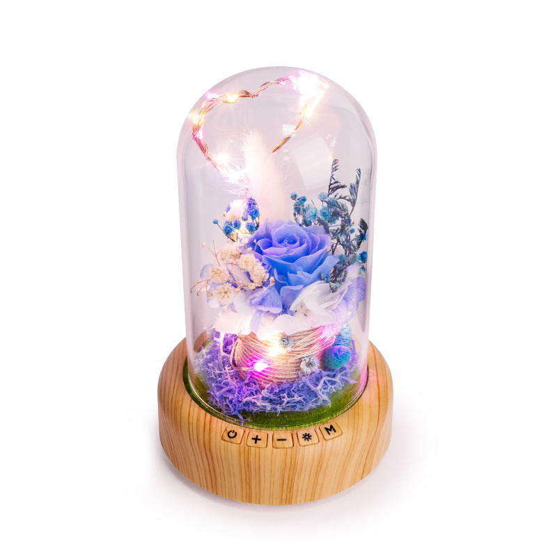 Bluetooth Speaker Night Light with Preserved Flowers