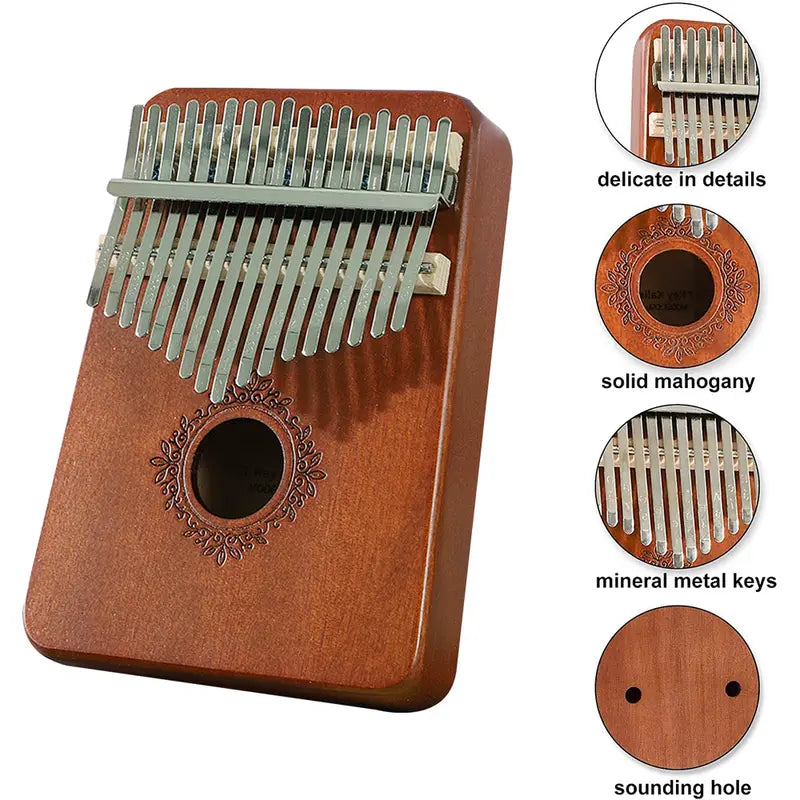 17-Tone Mahogany Kalimba Thumb Piano for Beginners