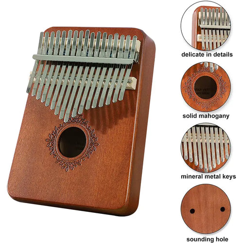 17-Tone Mahogany Kalimba Thumb Piano for Beginners