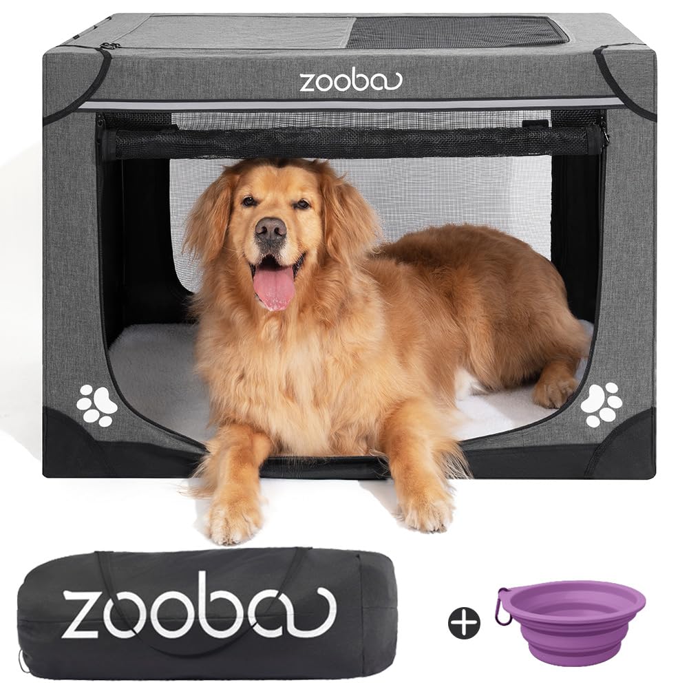 Zooba 36" Portable Soft Dog Crate for Large Dogs
