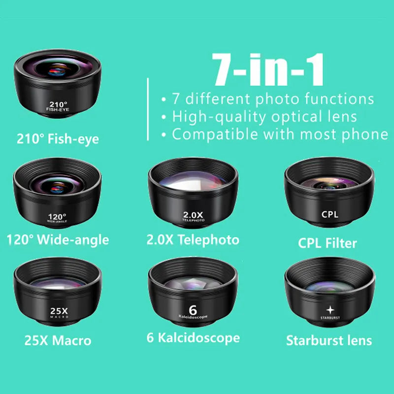 Wide-Angle Macro Fisheye Lens Ten-in-One Suit External Camera Lens