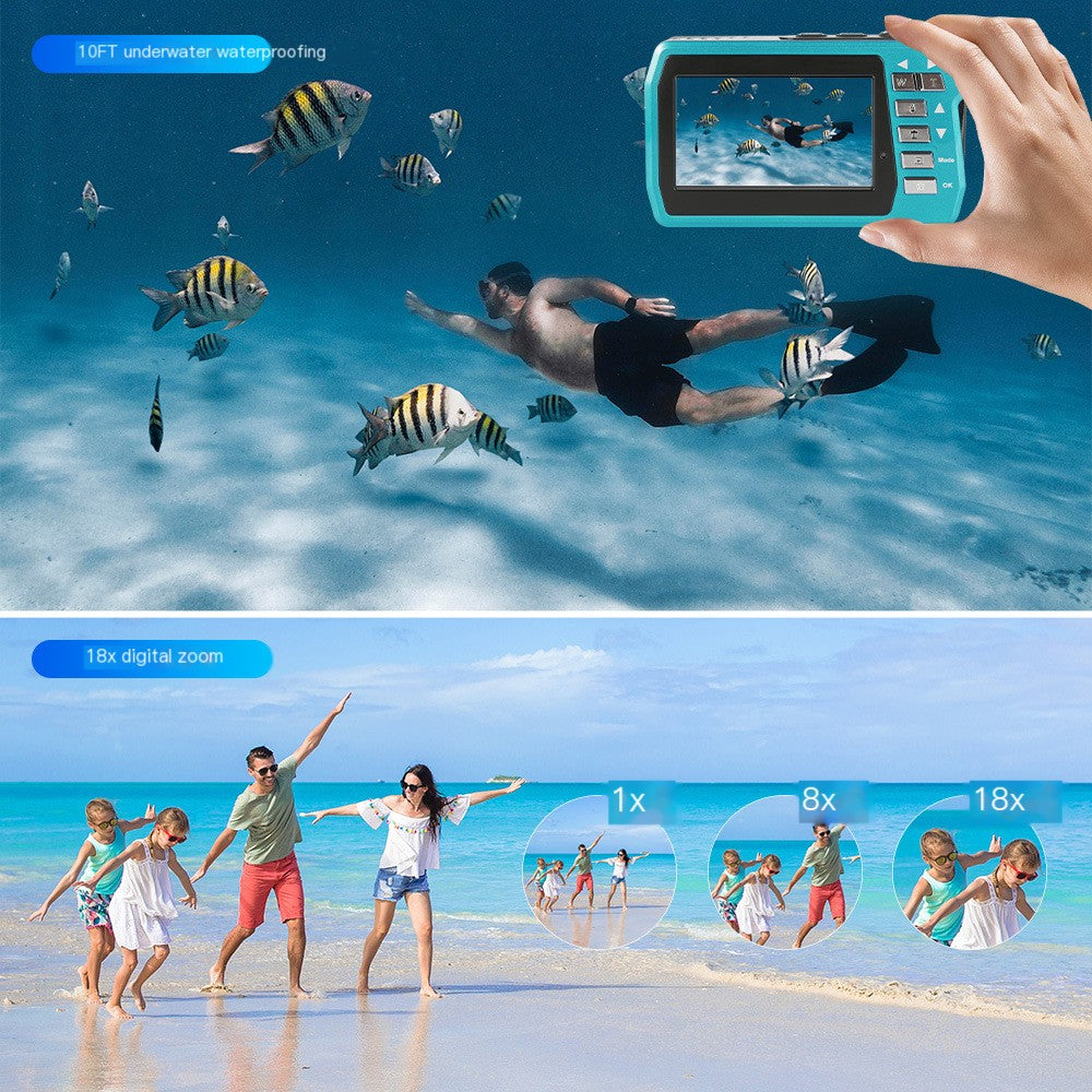 4K Underwater Digital Camera with Dual LCD Screens