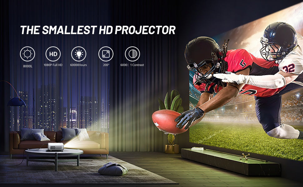 Mini 1080P Projector with Tripod