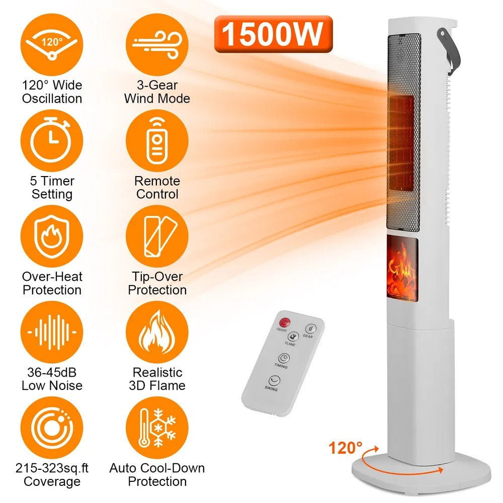 1500W Ceramic Tower Space Heater