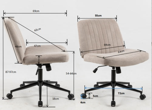 Cross-Legged Fabric Task Chair, Wide Seat