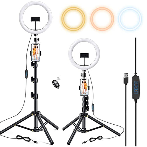 10.2 Inch Dimmable Selfie Ring Light with Tripod and Phone Holders