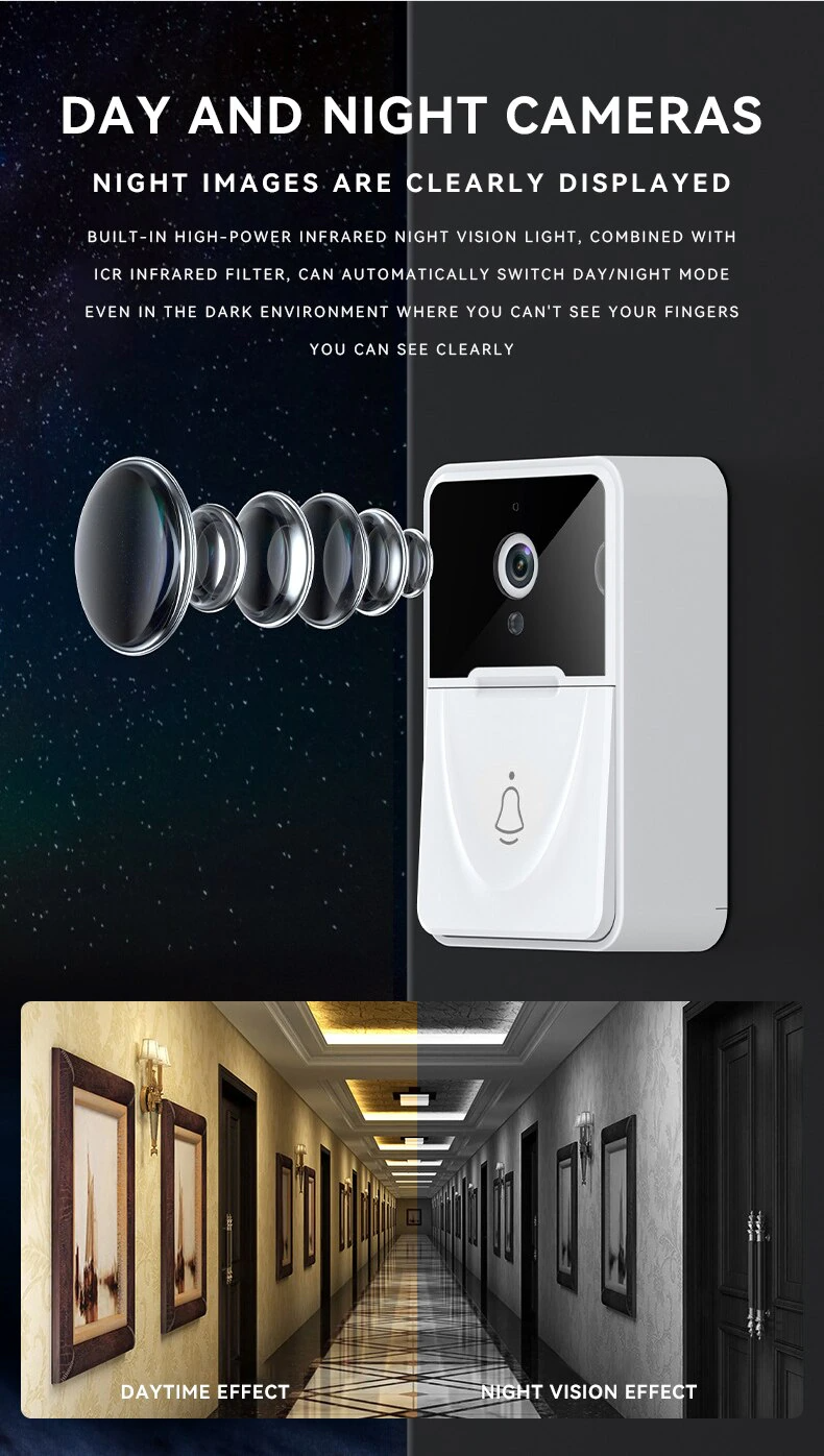 Wireless Security WiFi Smart Doorbell with Video Camera and Indoor Chime