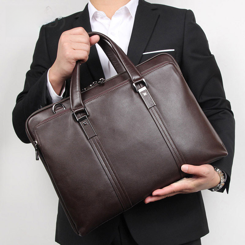 Genuine Leather Men's Document Bag for 15.6" Laptop