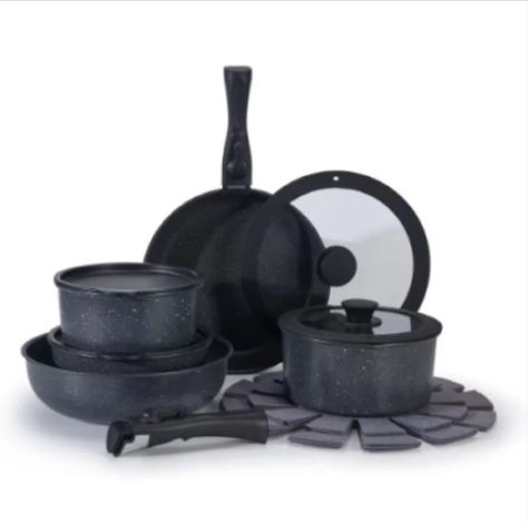 15-Piece Non-Stick Stone-Coated Pan Set