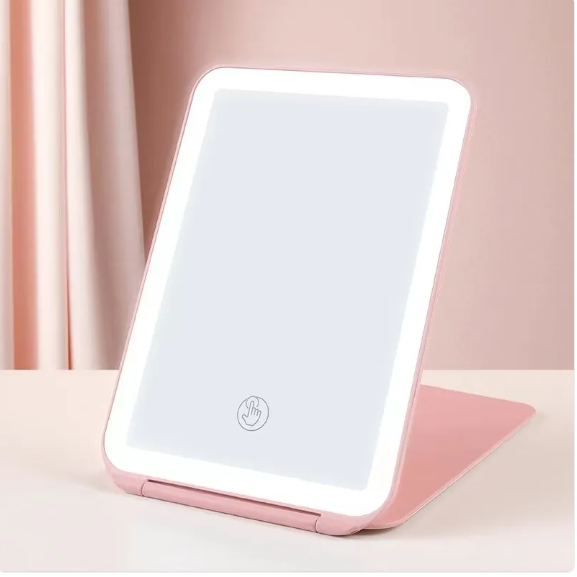 Desk Lamp with Three Fold LED Makeup Mirror