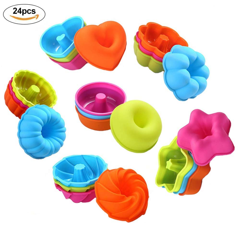 24 Silicone Molds for Baking Muffin Cake Cups