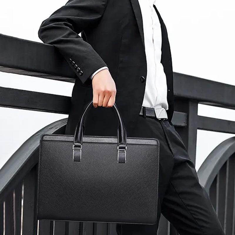Genuine Leather Briefcase for 14-Inch Laptop