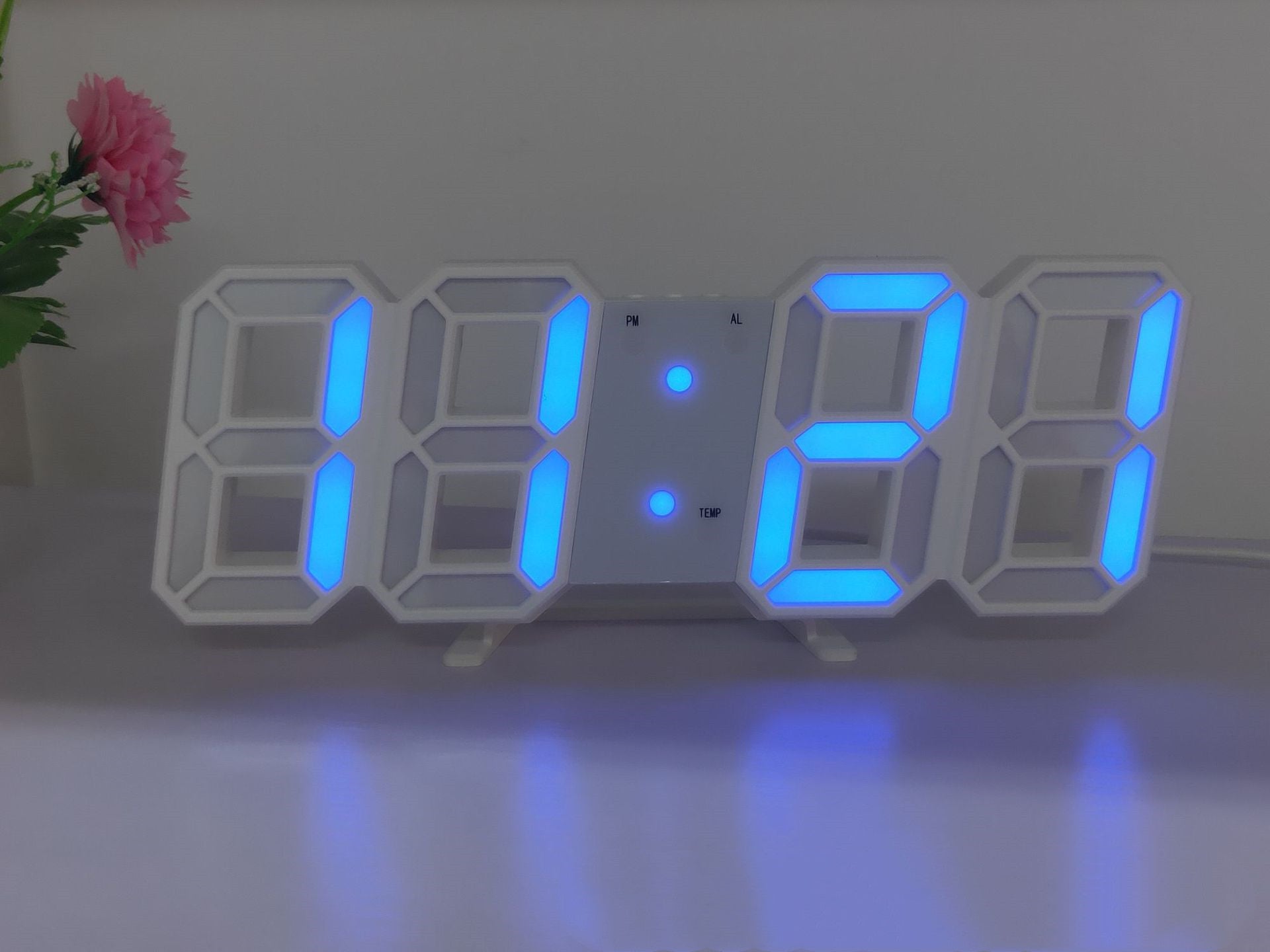 3D LED Digital Wall Clock with Temperature Display