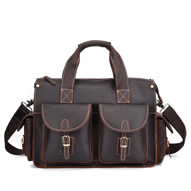 Retro Leather Men's Portable Briefcase