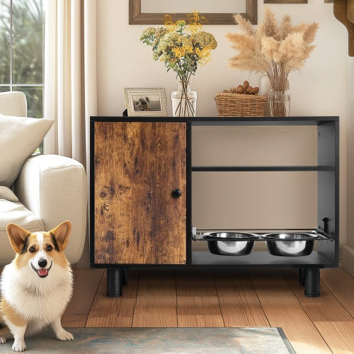 Pet Feeder Station with Pull-Out Bowls