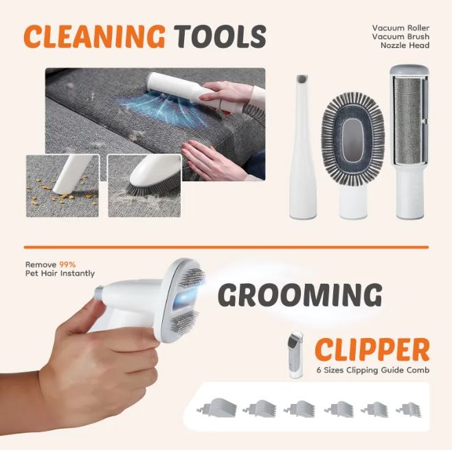 Low Noise Pet Hair Trimmer with Built-In Vacuum