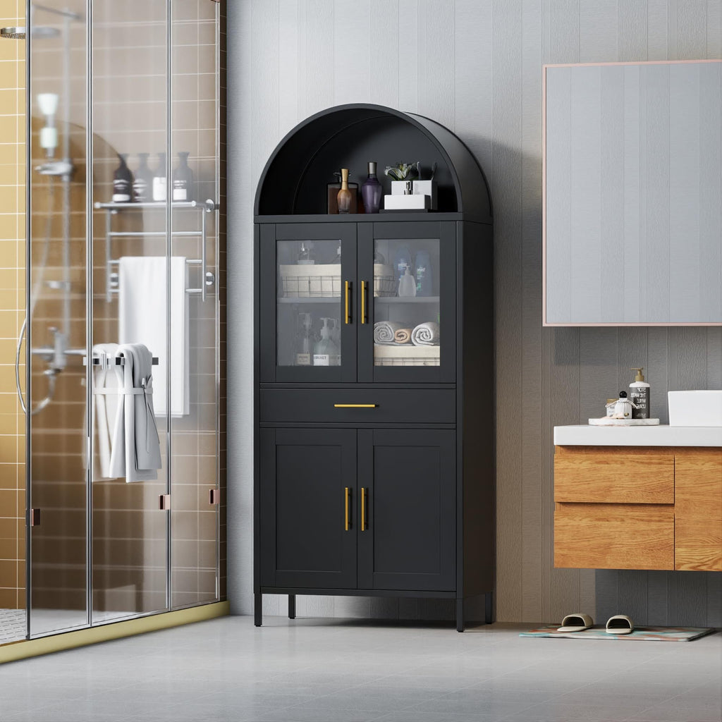 73in Arched Metal Display Cabinet