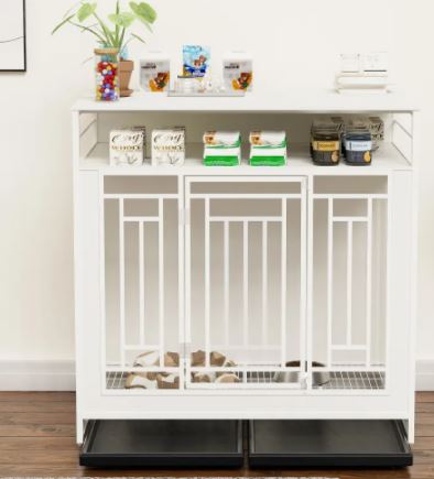 Wooden Dog Kennel Furniture with Storage Drawers