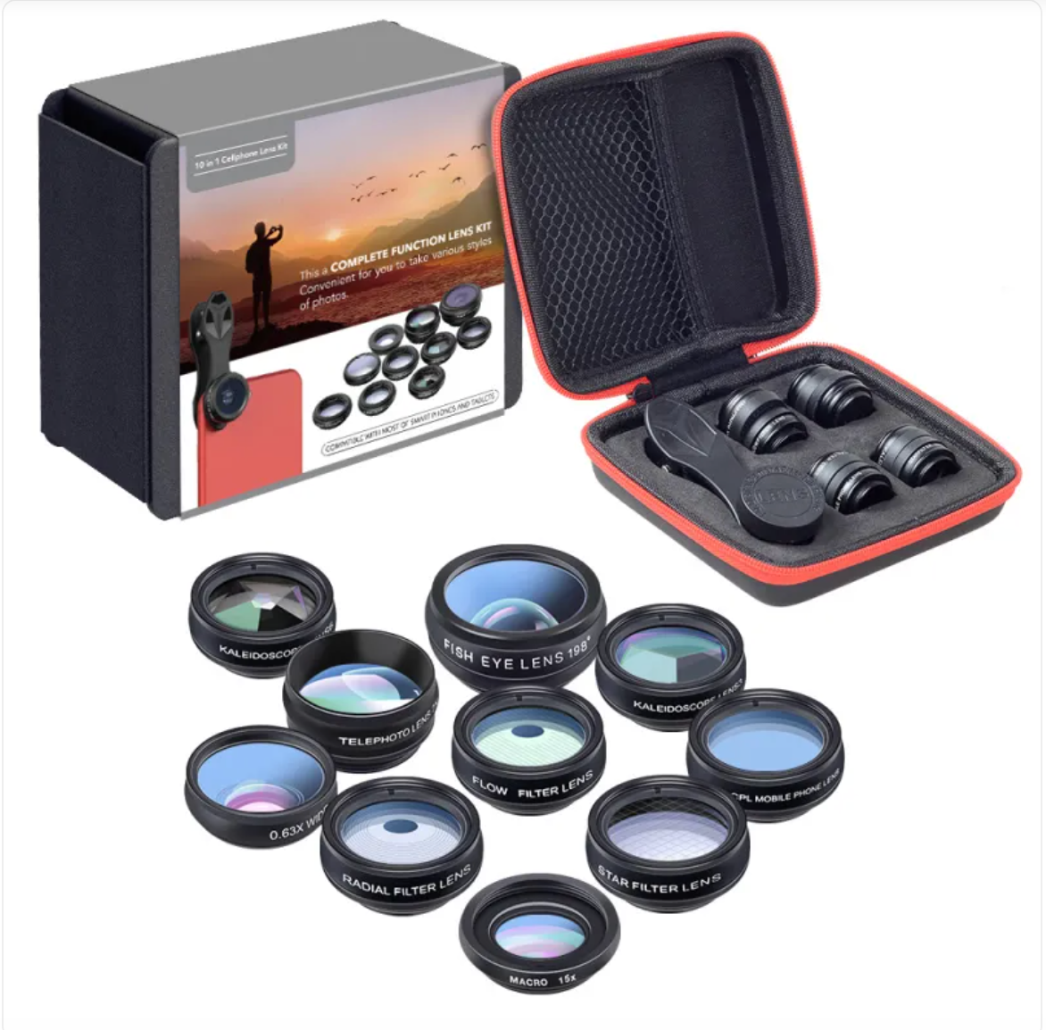 Multi-Function Fisheye Wide-Angle Macro and Zoom Lens Filter Set