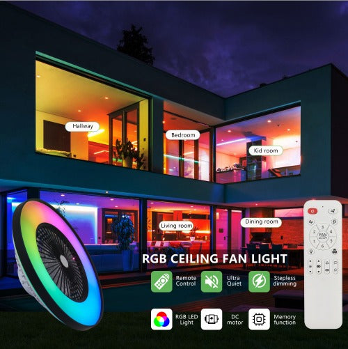 23-Inch Ceiling Fan with LED RGB Light