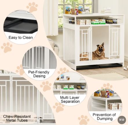 Wooden Dog Kennel Furniture with Storage Drawers