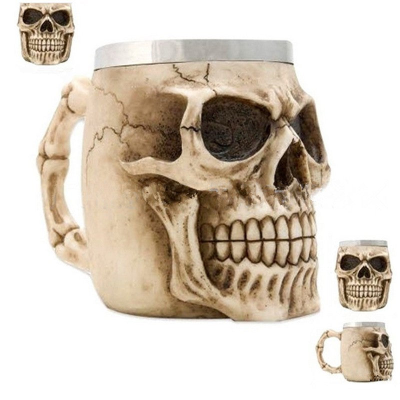 3D Skull Mug Stainless Steel Knight Coffee Cup