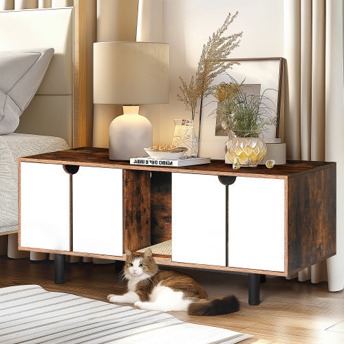 TV Stand Litter Box Cabinet for Two Cats