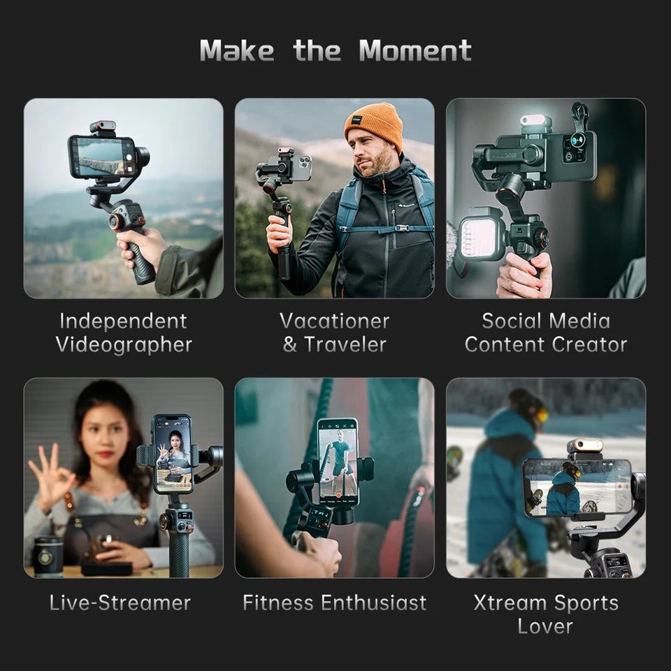 AI Face-Tracking Vlog Three-Axis Stabilizer