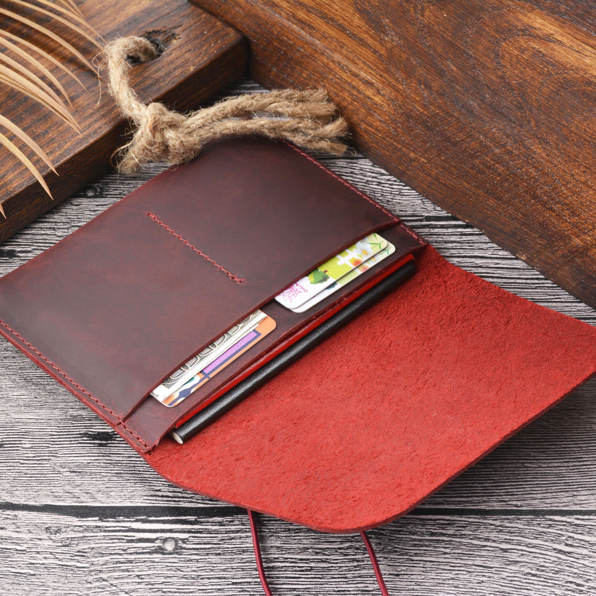 Leather Passport Holder with Card Slots and Wallet