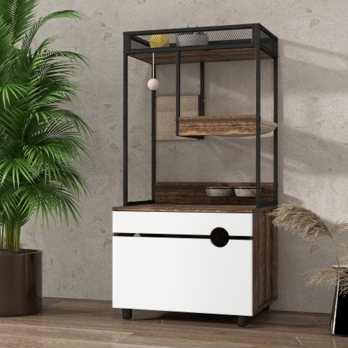 Litter Box Cabinet with Cat Tree Tower