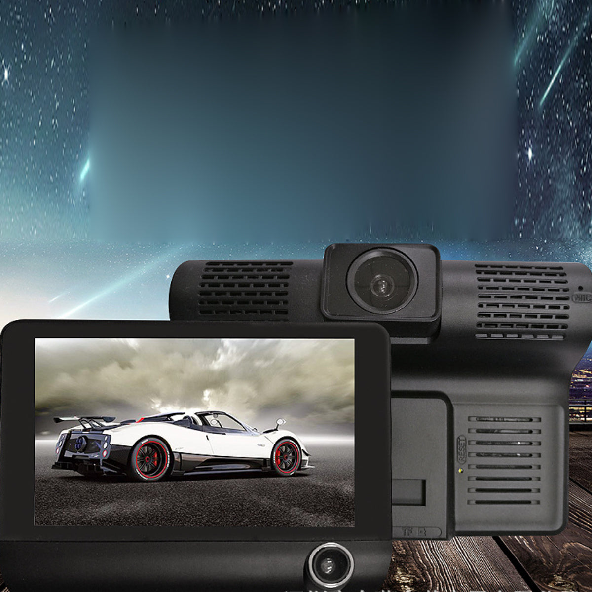 Safe Drive Dual Camera Dash Cam with Large Screen