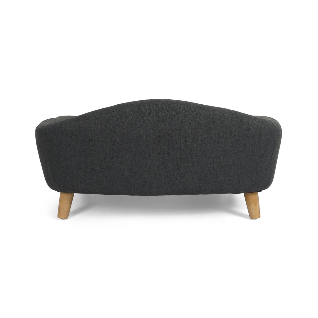 Mid-Century Tufted Dog Bed with Birch Legs