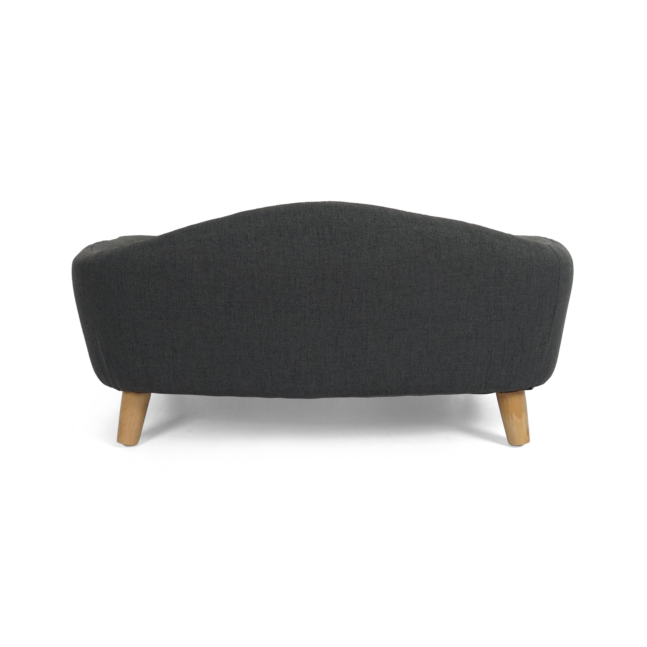 Mid-Century Tufted Dog Bed with Birch Legs