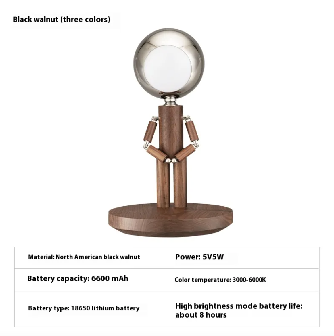 Solid Wood Moon Lamp with Desk Organizer Base
