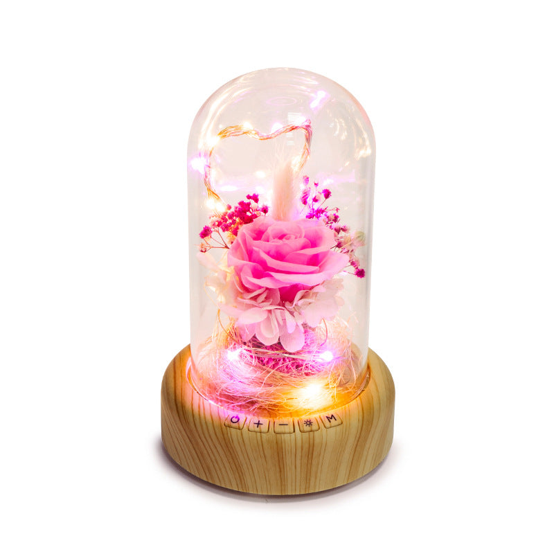 Bluetooth Speaker Night Light with Preserved Flowers