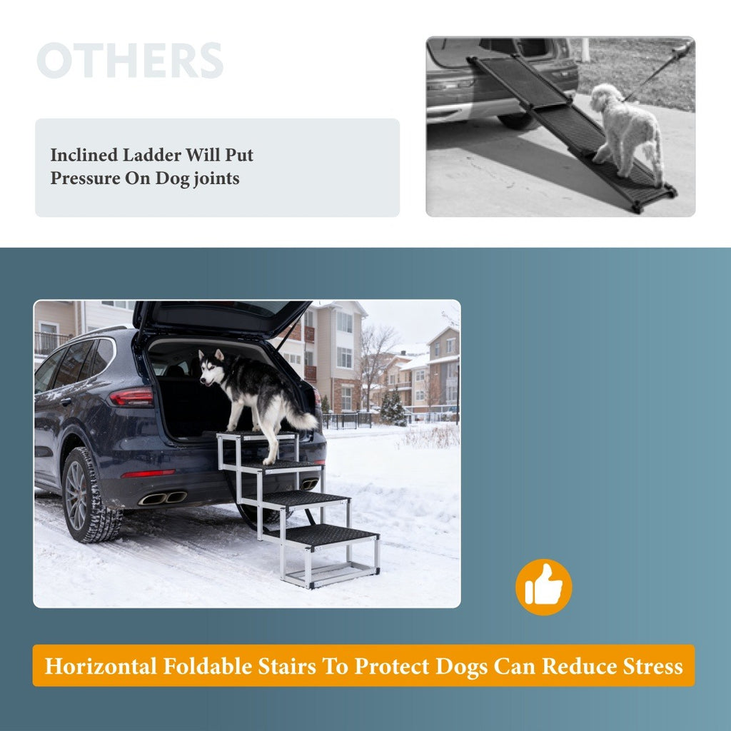 Foldable Dog Ramp - Portable Non-Slip Stairs for Large Dogs
