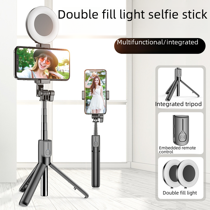 J861 Dual Light Bluetooth Selfie Stick with Tripod and LED Ring Light