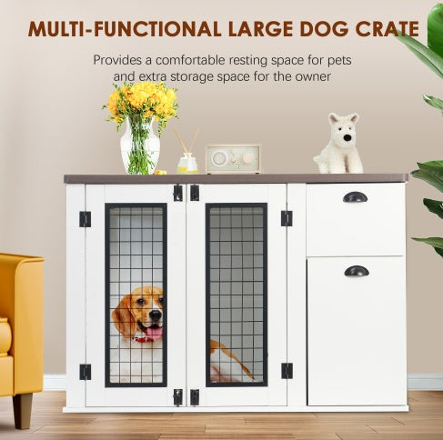 Furniture-Style Wooden Dog Crate, Double Door