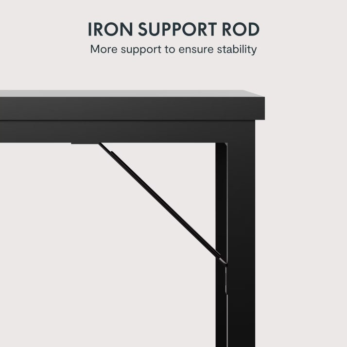 63-Inch Wood & Steel Computer Desk, Black