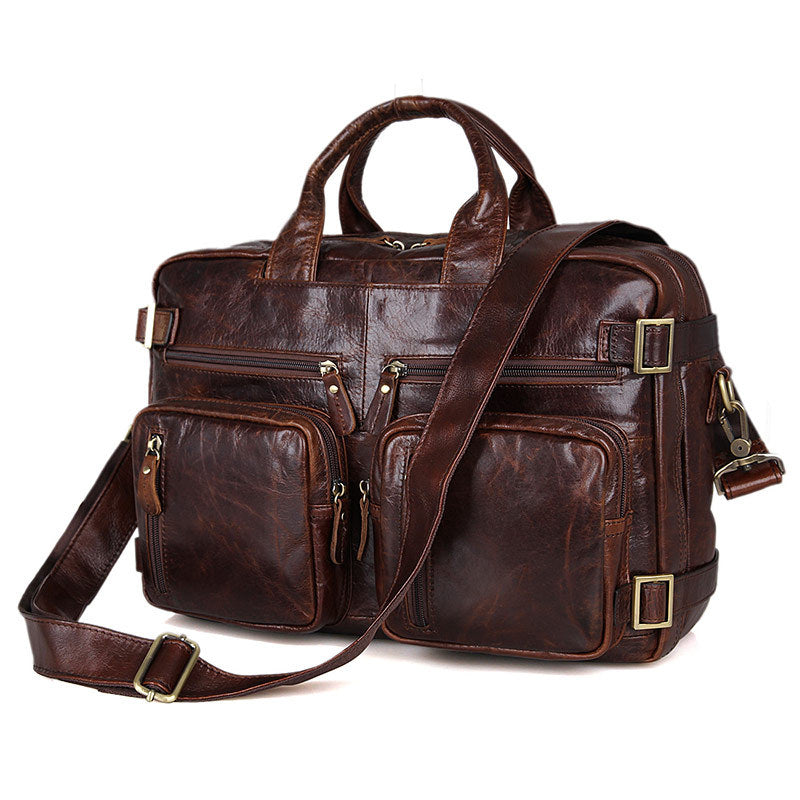 Men's Convertible Leather Handbag Backpack