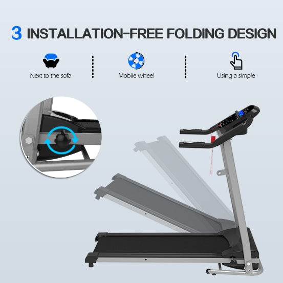 Motorized Folding Treadmill, 2.5HP